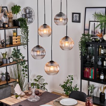 Koyoto Pendellampa, kullampa, Pendellampa Cluster Amber, Klart, Rökfärger, 5-ljuskällor