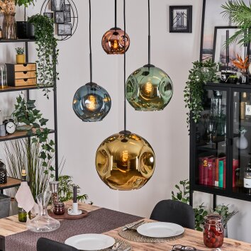 Ripoll Pendellampa, kullampa, Pendellampa Cluster Blå, Guld, Grön, Kopparfärg, 4-ljuskällor