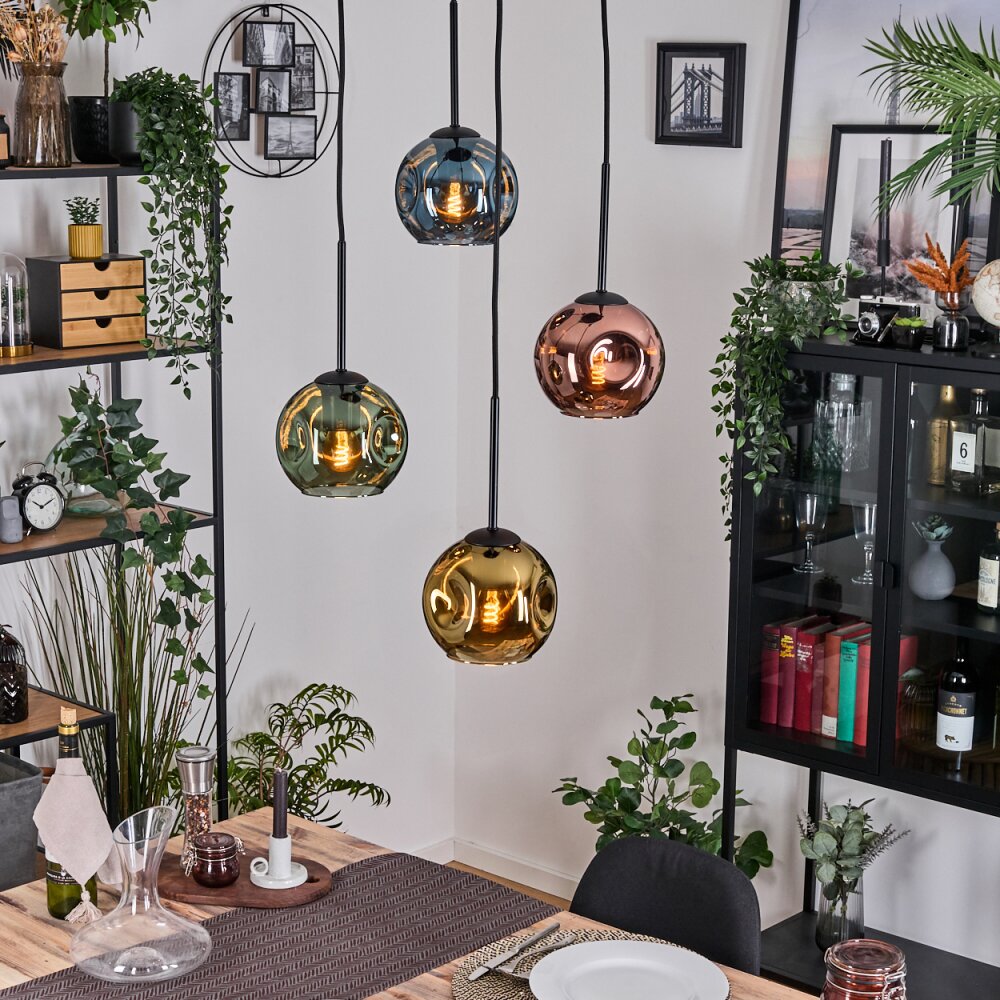 Ripoll Pendellampa, kullampa, Pendellampa Cluster Blå, Guld, Grön, Kopparfärg, 4-ljuskällor main product photo