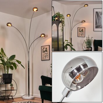 Nikkala Golvlampa Krom, Vit, 3-ljuskällor