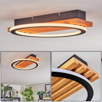 Pompu Taklampa LED Naturfärger, Svart, 1-ljuskällor