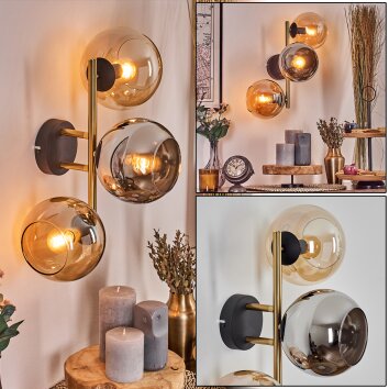 Koyoto kullampa, Vägglampa Guld, Svart, 3-ljuskällor Koyoto kullampa, Vägglampa Guld, Svart, 3-ljuskällor