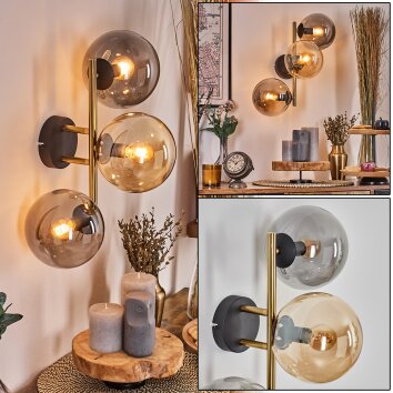 Gastor kullampa, Vägglampa 42 cm Guld, Svart, 3-ljuskällor