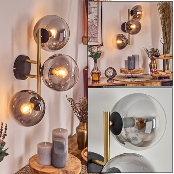 Gastor kullampa, Vägglampa Guld, Svart, 3-ljuskällor