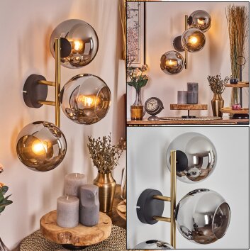 Koyoto kullampa, Vägglampa Guld, Svart, 3-ljuskällor