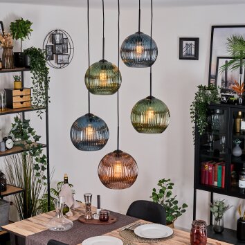 Koyoto Pendellampa, kullampa, Pendellampa Cluster Blå, Grön, Kopparfärg, 5-ljuskällor