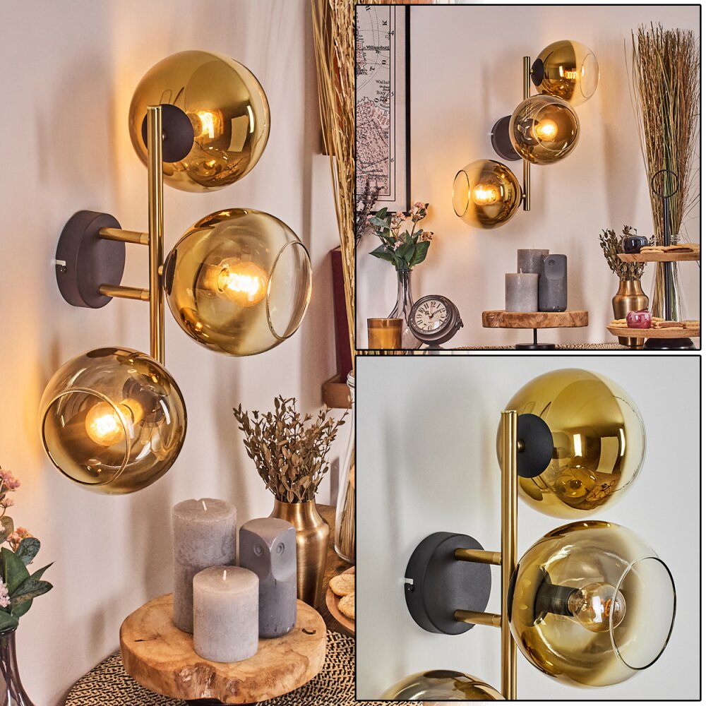 Koyoto kullampa, Vägglampa Guld, Svart, 3-ljuskällor main product photo