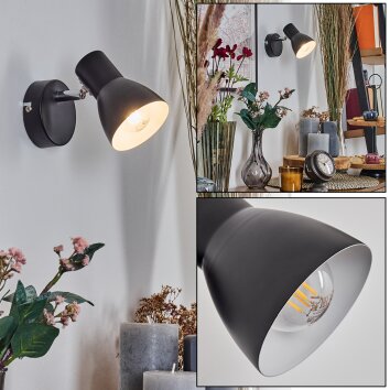 Farel Vägglampa, Väggspotlight Krom, Svart, 1-ljuskällor