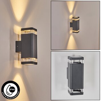 Tureby vägglampa utomhus, Vägglampa Antracit, Genomskinlig, klar, 2-ljuskällor
