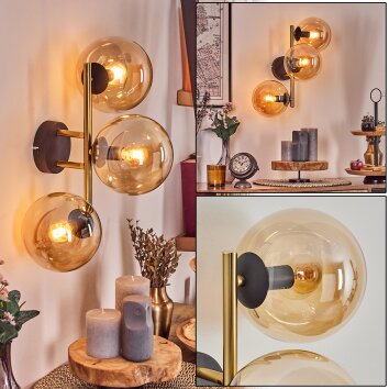 Gastor kullampa, Vägglampa Guld, Svart, 3-ljuskällor