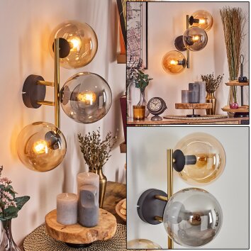 Gastor kullampa, Vägglampa Guld, Svart, 3-ljuskällor