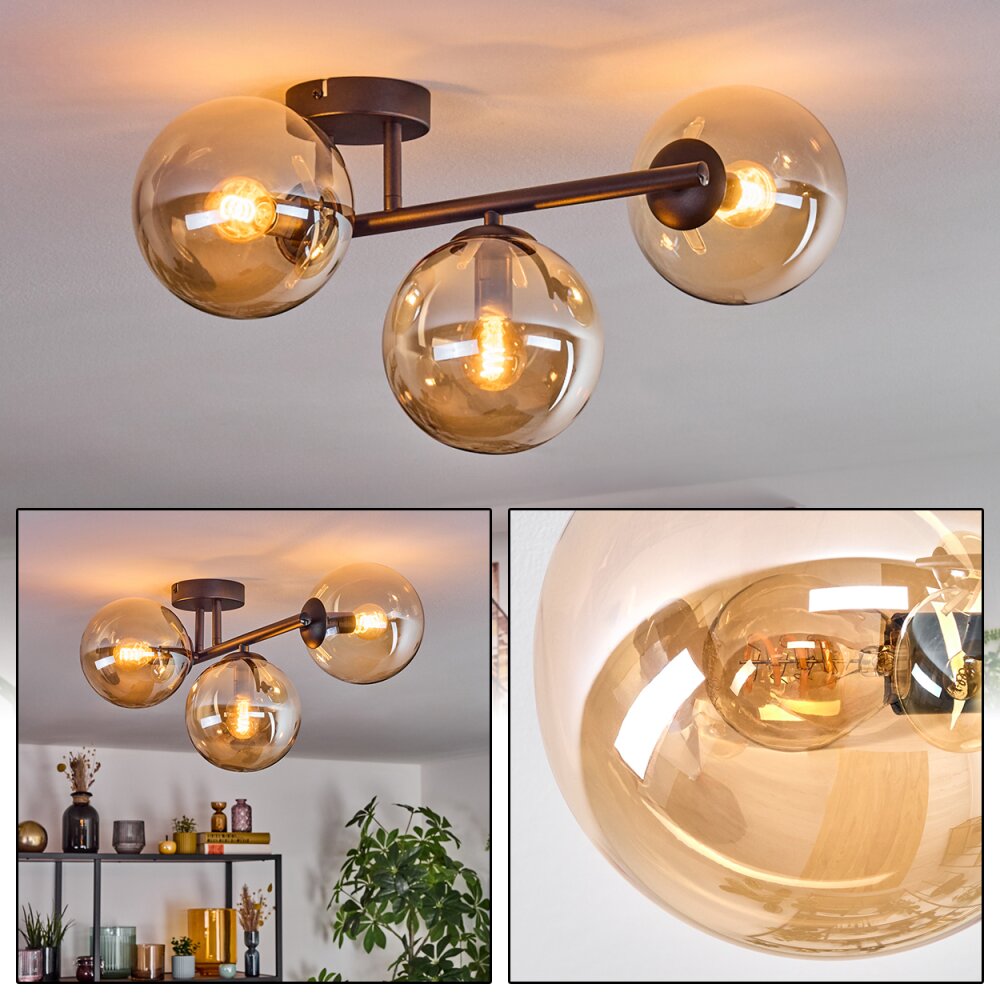 Gastor Taklampa, kullampa Amber, 3-ljuskällor main product photo