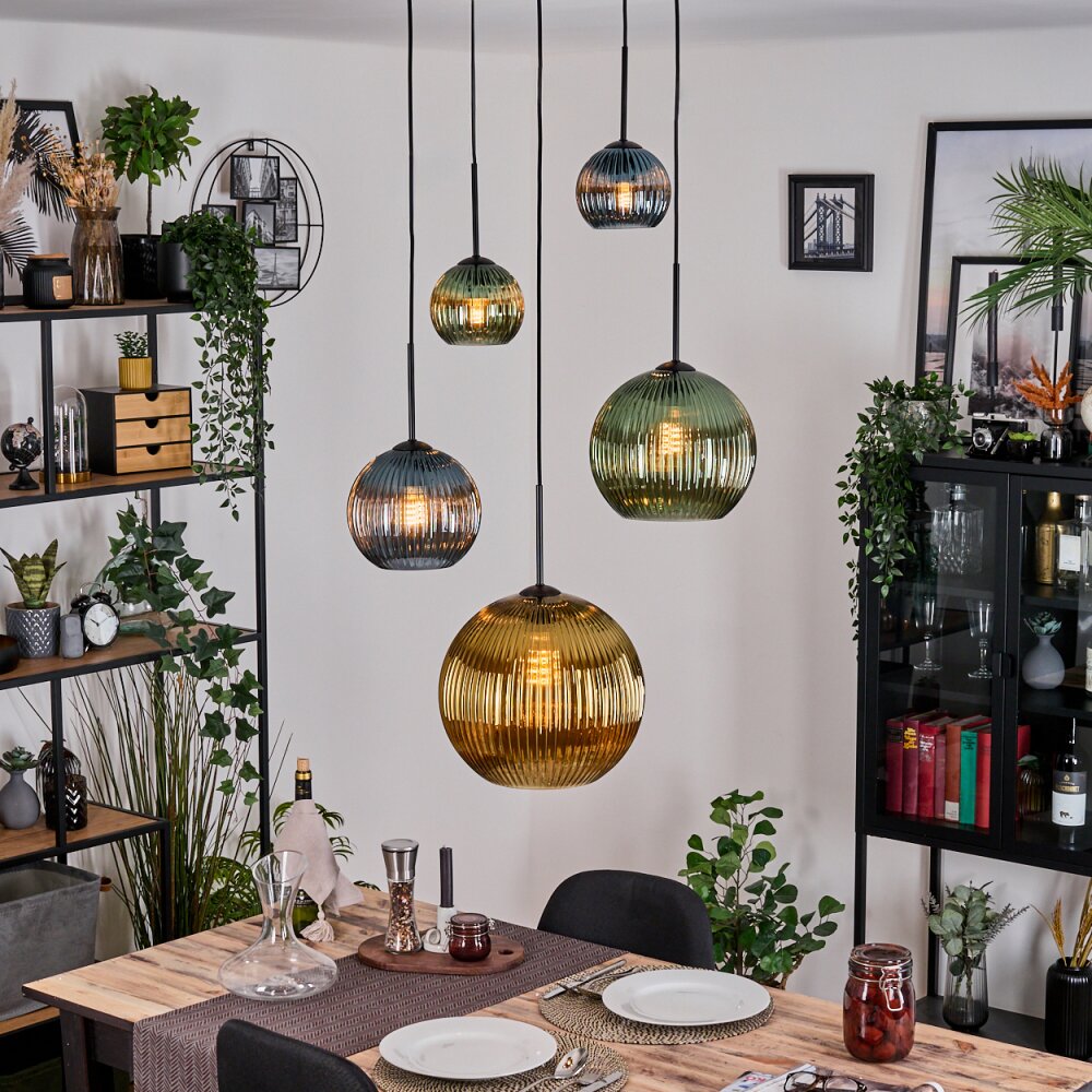 Koyoto Pendellampa, kullampa, Pendellampa Cluster Blå, Guld, Grön, 5-ljuskällor main product photo