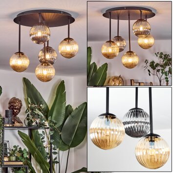 Chehalis Taklampa, kullampa Amber, Krom, Rökfärger, 5-ljuskällor