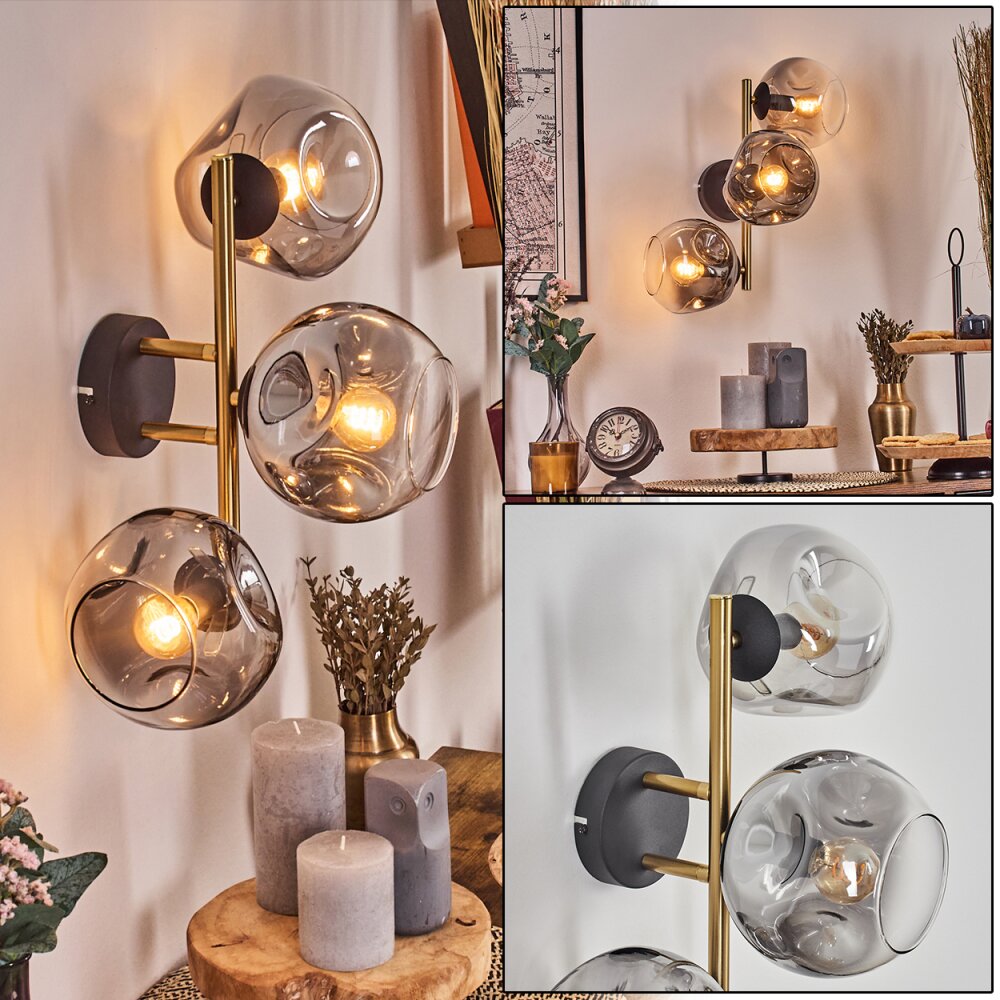 Ripoll kullampa, Vägglampa Guld, Svart, 3-ljuskällor main product photo