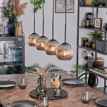 Ripoll Pendellampa, kullampa, Pendelbelysning Krom, Rökfärger, 4-ljuskällor