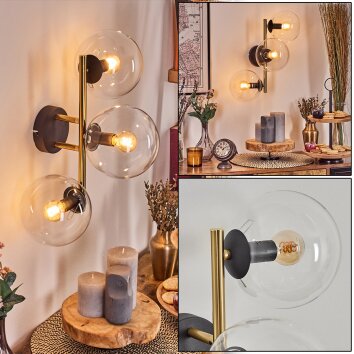 Gastor kullampa, Vägglampa Guld, Svart, 3-ljuskällor Gastor kullampa, Vägglampa Guld, Svart, 3-ljuskällor