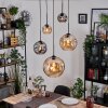 Ripoll Pendellampa, kullampa, Pendellampa Cluster Amber, Rökfärger, 5-ljuskällor