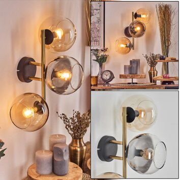 Koyoto kullampa, Vägglampa Guld, Svart, 3-ljuskällor