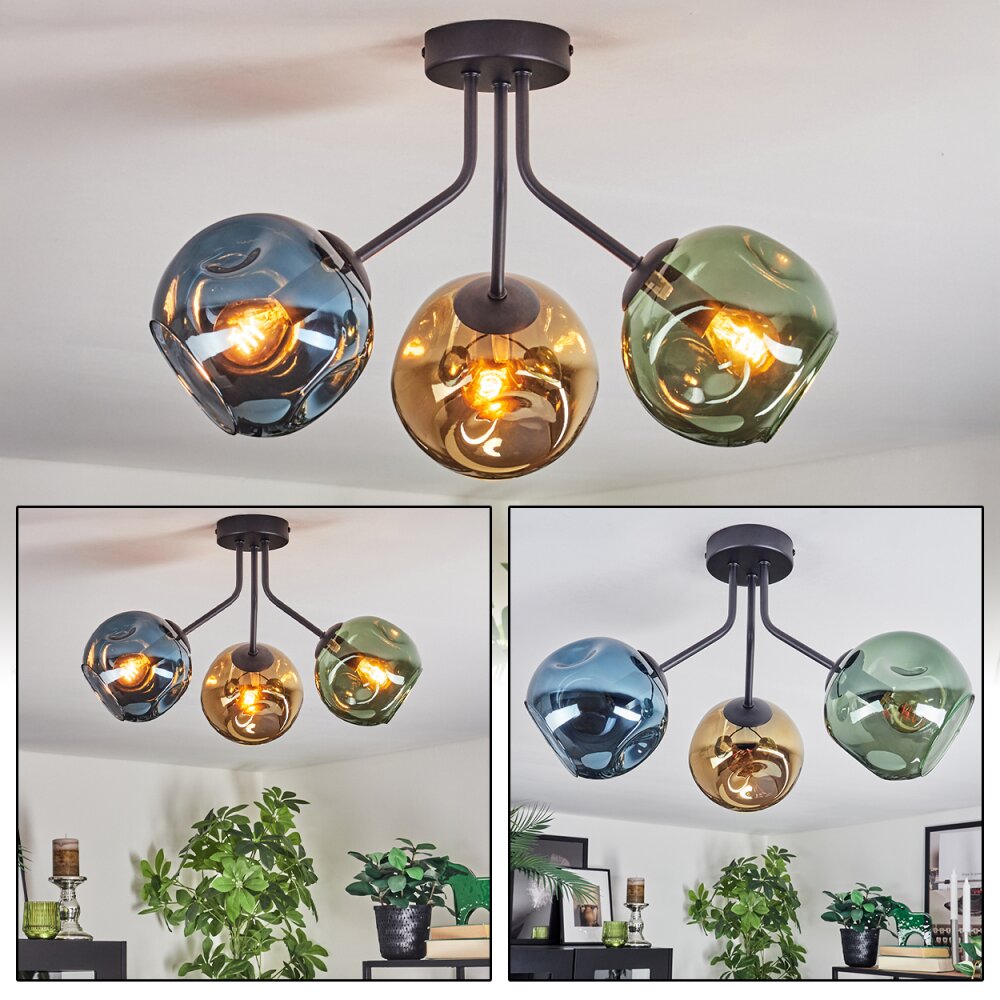Ripoll Taklampa, kullampa Blå, Guld, Grön, 3-ljuskällor main product photo