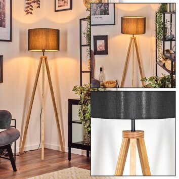 Soungou Golvlampa Naturfärger, Svart, 1-ljuskällor
