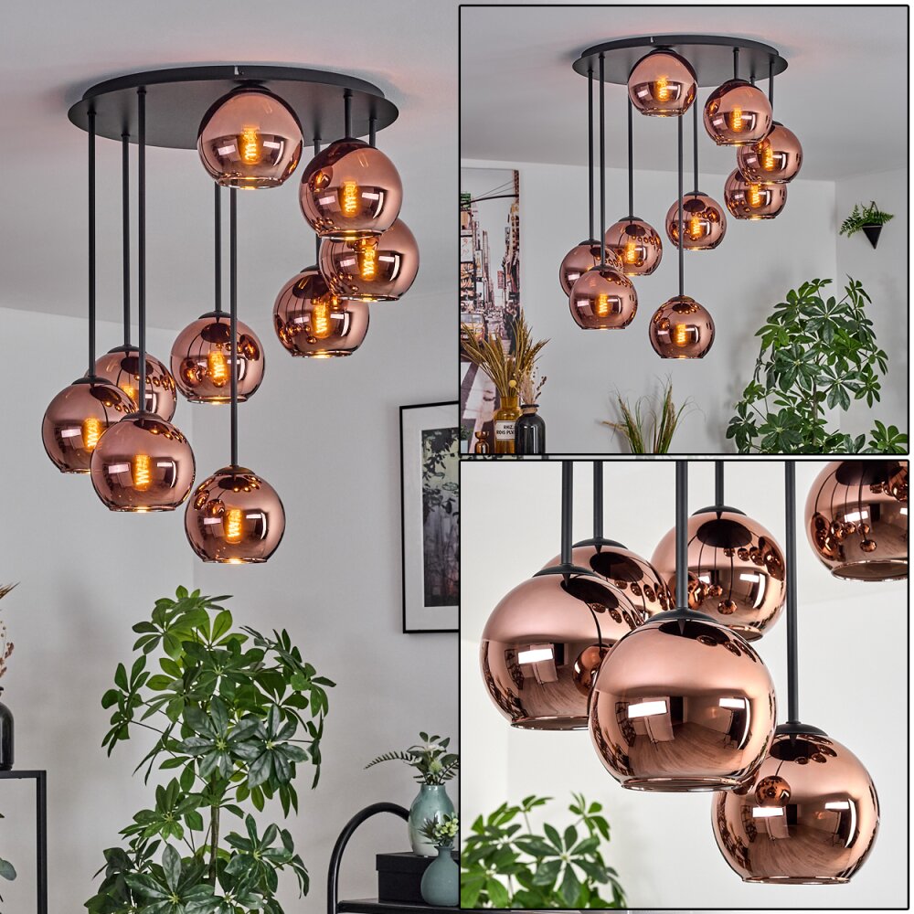 Koyoto Taklampa, kullampa Kopparfärg, 9-ljuskällor main product photo