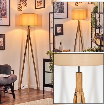 Soungou Golvlampa Naturfärger, Nickel matt, 1-ljuskällor