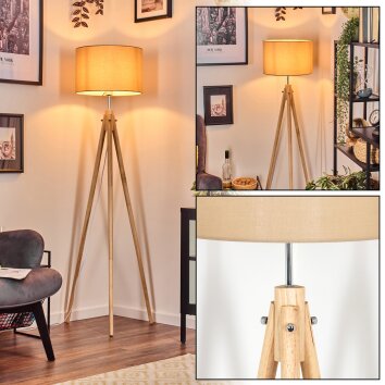 Soungou Golvlampa Krom, Naturfärger, 1-ljuskällor