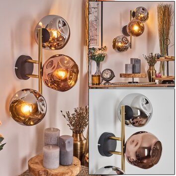Gastor kullampa, Vägglampa Guld, Svart, 3-ljuskällor Gastor kullampa, Vägglampa Guld, Svart, 3-ljuskällor