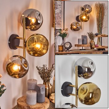 Ripoll kullampa, Vägglampa Guld, Svart, 3-ljuskällor