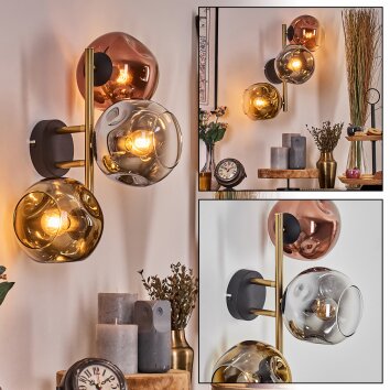 Ripoll kullampa, Vägglampa Guld, Svart, 3-ljuskällor