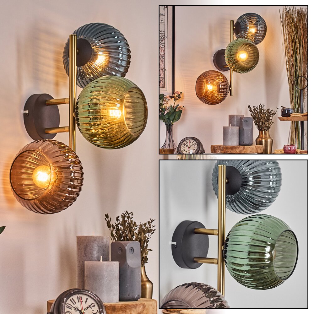 Koyoto kullampa, Vägglampa Guld, Svart, 3-ljuskällor main product photo
