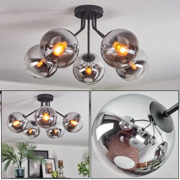Gastor Taklampa, kullampa 52 cm Krom, Klart, Rökfärger, 5-ljuskällor