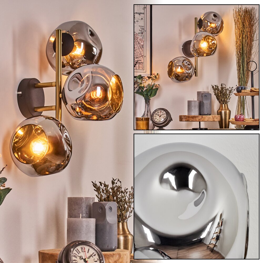 Ripoll kullampa, Vägglampa Guld, Svart, 3-ljuskällor main product photo
