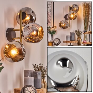 Ripoll kullampa, Vägglampa Guld, Svart, 3-ljuskällor Ripoll kullampa, Vägglampa Guld, Svart, 3-ljuskällor