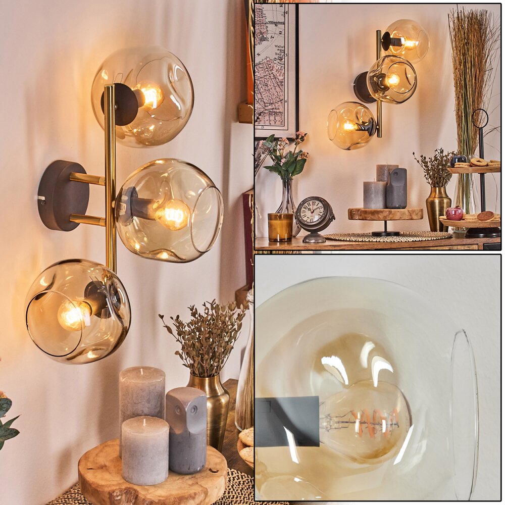 Gastor kullampa, Vägglampa Guld, Svart, 3-ljuskällor main product photo