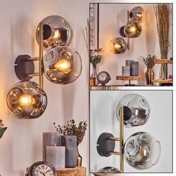 Ripoll kullampa, Vägglampa Guld, Svart, 3-ljuskällor Ripoll kullampa, Vägglampa Guld, Svart, 3-ljuskällor
