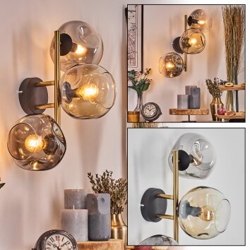 Ripoll kullampa, Vägglampa Guld, Svart, 3-ljuskällor Ripoll kullampa, Vägglampa Guld, Svart, 3-ljuskällor