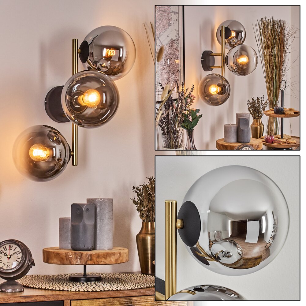 Gastor kullampa, Vägglampa 42 cm Guld, Svart, 3-ljuskällor main product photo