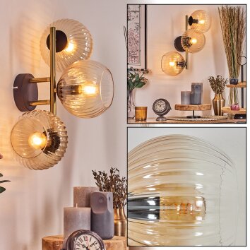 Koyoto kullampa, Vägglampa Guld, Svart, 3-ljuskällor