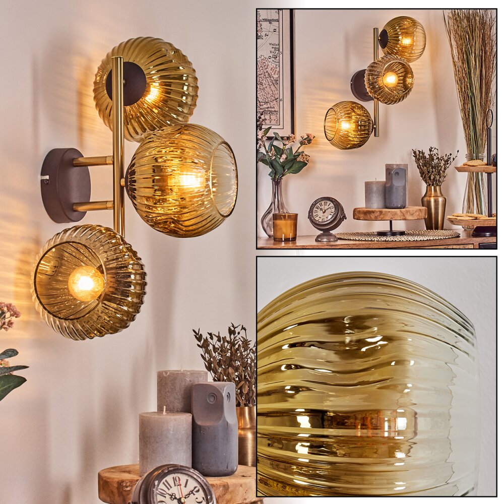 Ripoll kullampa, Vägglampa Guld, Svart, 3-ljuskällor main product photo