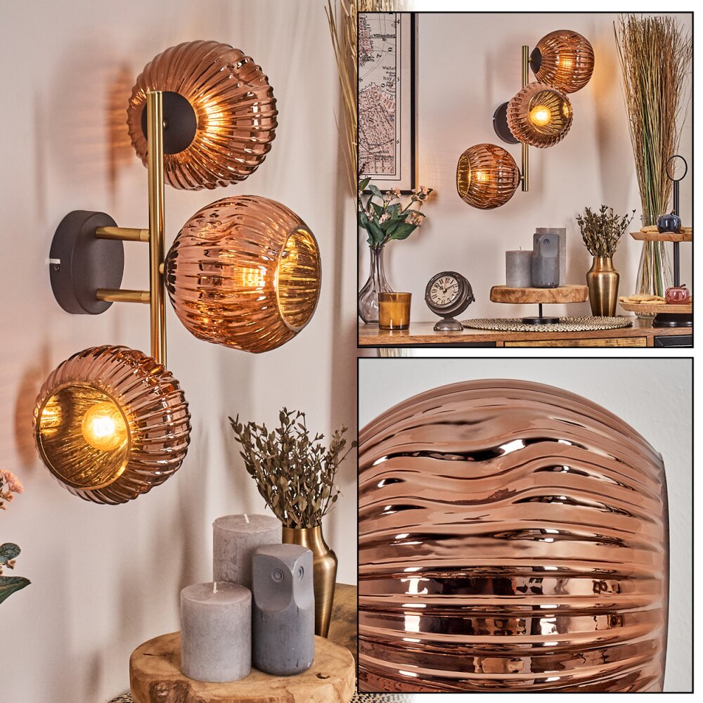 Ripoll kullampa, Vägglampa Guld, Svart, 3-ljuskällor main product photo