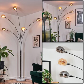 Nikkala Golvlampa Krom, Vit, 5-ljuskällor