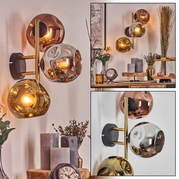 Ripoll kullampa, Vägglampa Guld, Svart, 3-ljuskällor