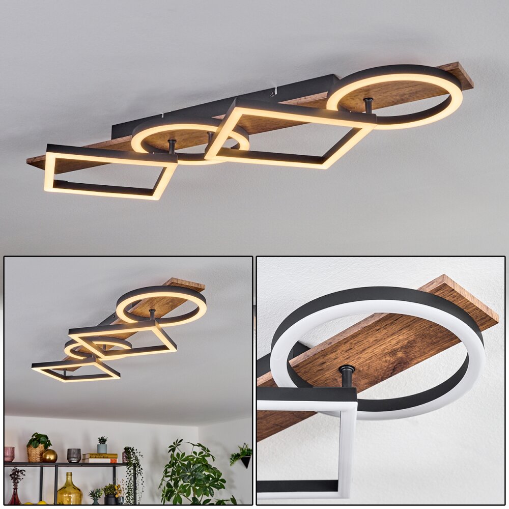 Cascada Taklampa LED Brun, träoptik, Svart, 1-ljuskällor main product photo