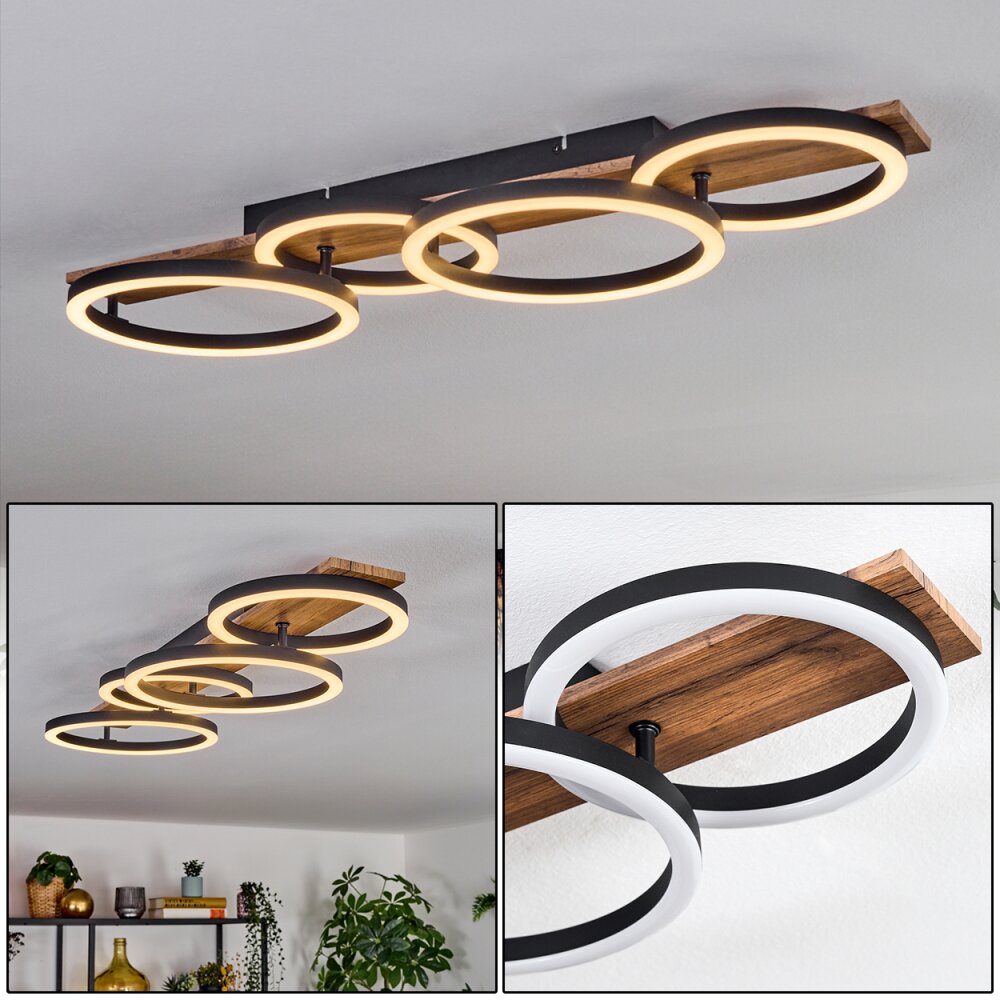 Cascada Taklampa LED Brun, träoptik, Svart, 1-ljuskällor main product photo
