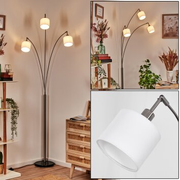 Bassagoda Golvlampa Nickel matt, Svart, 3-ljuskällor