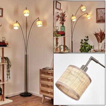 Sabadim Golvlampa Nickel matt, Svart, 3-ljuskällor