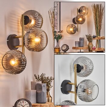 Ripoll kullampa, Vägglampa Guld, Svart, 3-ljuskällor