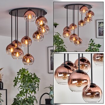 Koyoto Taklampa, kullampa 57 cm Klart, Kopparfärg, 9-ljuskällor